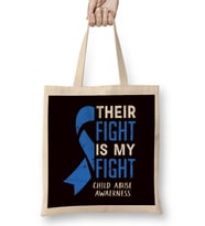 Their Fight My Fight Child Abuse Awareness April Blue Ribbon Bez Çanta Uzun Saplı