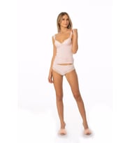 Kadın Dantelli Penye Atlet Külot / Kaşkorse Set - 394 Pudra