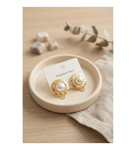 Mey İthalat® 316L Çelik Gold Renk İncili Model Küpe