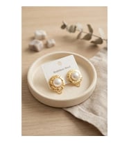 Mey İthalat® 316L Çelik Gold Renk İncili Model Küpe