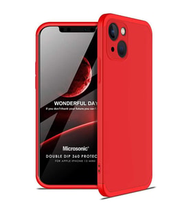 Microsonic Apple iPhone 13 Mini Kılıf Double Dip 360 Protective Kırmızı