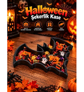 Halloween Cadılar Bayramı Dekoratif Yarasa Şekerlik Kase Masa Üstü Dekor