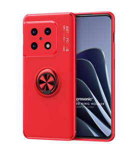 Microsonic OnePlus 10 Pro Kılıf Kickstand Ring Holder Kırmızı