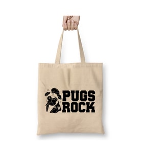 Pugs Rock Pug Owners Rocker Köpek Beyaz Bez Çanta Alışveriş Çantası Plaj Çantası