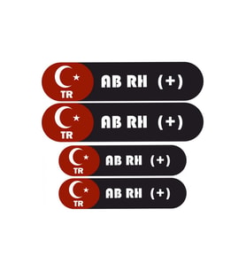 KAN GRUBU KASK ETİKETİ 4 PARÇA AB RH (+) ETİKET STİCKER