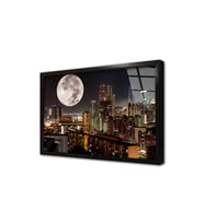 New York Gece Çerçeveli Cam Tablo