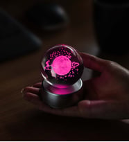 3d Samanyolu Temalı Satürn Kız Işıklı Cam Küre