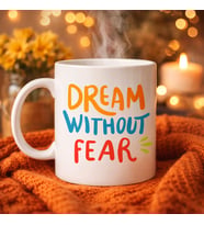Northcity Dream Without Fear Yazılı Porselen Kupa Motivasyon Temalı Kahve ve Çay Bardağı
