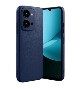 Coverzone Xiaomi Redmi 15C 4G ile uyumlu K?l?f Deri G�r�n�ml� Thermax Silikon k?l?f Kamera Korumal? Kompakt Tasar?m Redmi 15C 4G i�in Deri G�r�n�m Kapak Lacivert