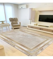 Eliana Home Dijital Baskı Yıkanabilir Kaymaz Taban Salon Halısı Ve Yolluk LN095-FNL382 (Bej)