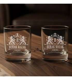 Babaya Özel Kristal Kesim 2’li Scotch Barrel Whiskey Glass Hediye Seti