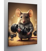 Kanvas Tablo Dumbbell Kaldıran Fare
