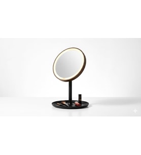LED Işıklı Masaüstü Makyaj Aynası - Dokunmatik Sensörlü, Parlaklık Ayarlı ve Organizer Tabanlı Taşınabilir Kozmetik Aynası - USB Bağlantılı Profesyonel Bakım ve Makyaj Standı (Yuvarlak)