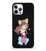 Apple iPhone 12 Pro Max Soft Premier Kapak Vespagirl Tasarımlı Silikon Kılıf - Siyah (Şeffaf)