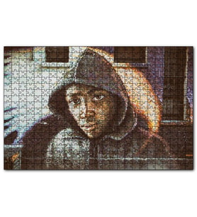 Cakapuzzle Kapşonlu Siyahi Çocuk Duvar Boyama Puzzle Yapboz MDF (Ahşap) (120 Parça)