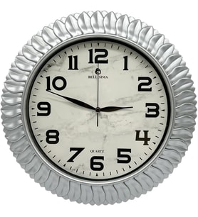 Bl-1074 Serisi Klasik Kadran Yaprak Desenli Sessiz Akar 30 Cm Duvar Saati Gri