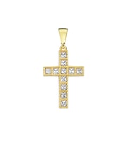 Altın Kare Taşlı Cross Kolye Ucu