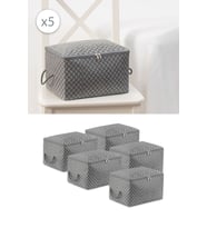 5 Adet Balıksırtı Gri Küçük Boy Baza Altı Çorap Valiz Düzenleyici Çeyizlik Bohça Organizer Hurç