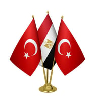 Masa Üstü Mısır Bayrağı Türk Bayrağı Üçlü Pirinç Direk Masa Bayrak Seti