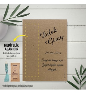 Hediyelik Kart - Kraft Kağıt Nişan, Söz, Düğün Hatırası Makrome Anahtalık, Toka, Kurabiye, Kahve Kartı