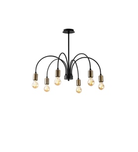 Madero 6 Başlıklı Rustik Avize RA-AVZ- 3702-64-19 (Siyah-Gold)