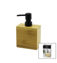DİKDÖRTGEN  AHŞAP BAMBU SIVI SABUNLUK  SİYAH PLASTİK POMPA   5.8 X 9.9CM - Y: 10CM GO-53-vice 00724