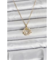 316L Çelik Zincir Gold Renk İncili Çiçek Model Kadın Koyle 5886 - GLST3236-3294