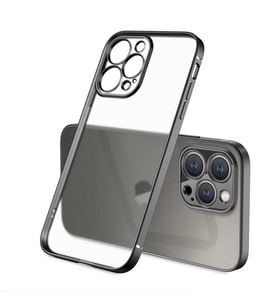 Uyumlu Model Apple iPhone 12 Pro Kılıf Mat Elektroplatin Kaplama Kapak (Siyah)