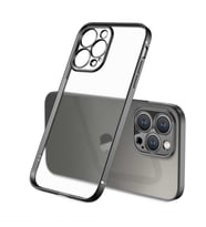 Uyumlu Model Apple iPhone 12 Pro Kılıf Mat Elektroplatin Kaplama Kapak (Siyah)