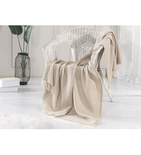 Dolce Bonita Home Yün-Pamuk Karışımlı TV Battaniye 130x170 Bohem (Bej)