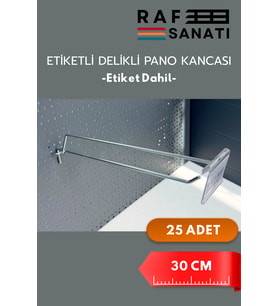 Etiketli Delikli Pano Kancası 30 CM  25 ADET  Tel Askı Kancası  Delikli Panel Raf Askısı  Fon Kancası Etiketli