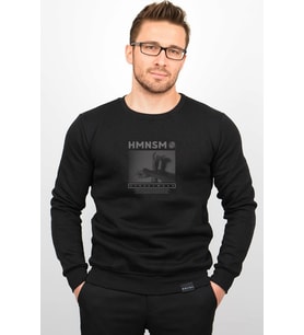 Üç Iplik Şardonlu Baskılı Kapüşonlu Sweatshirt M5 Edw213 (Siyah)