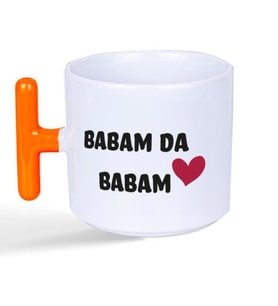 Babam Da Babam Baskılı Turuncu Kulplu T Kupa