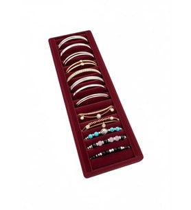 Süet Kaplama Bordo Renk Sosisli 34/11 Cm Bileklik Kelepçe Tablası