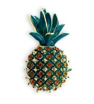 Ananas Meyve Zirkon Taşlı Yaka İğnesi Çanta Süsü Metal Broş RZ278