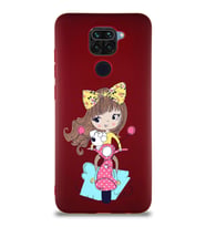 Xiaomi Redmi Note 9 Soft Premier Kapak Vespagirl Tasarımlı Silikon Kılıf - Mürdüm (Şeffaf)