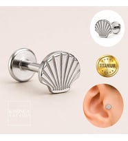 Titanyum Piercing Shell Deniz Kabuğu Helix Kulak Burun Flat Conch Tragus Piercingi
