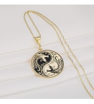 Ejderha Detaylı Özel Tasarım Yin Yang Kolye 925K Gümüş (Gold)