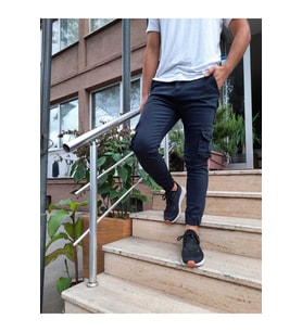 Erkek Slim Fit Kargo Cep Likralı Pantolon