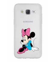 Samsung Galaxy J5 Kapak Minnie Mouse Tasarımlı Şeffaf Silikon Kılıf