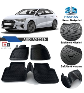 Audi A3 Hb Havuzlu 3D Paspas Niken Siyah 2021 Sonrası