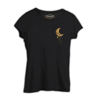 Uzay - Aydan Düşen Yıldızlar Siyah Kadın Tshirt