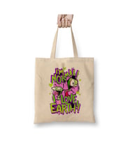 Invader Zim Gir I'm Normal I Love Earth Beyaz Bez Çanta Uzun Saplı Alışveriş Çantası Plaj Çantası