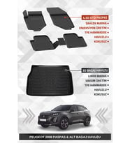 Sahler Peugeot 2008 2019-2025 Uyumlu 4.5D Premium Havuzlu Paspas ve Liner ALT Bagaj Havuzu - Hybrid Uyumlu Değildir