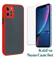 Apple iPhone 11 Pro Max Uyumlu Montreal Kılıf Ve Nano Cam Ekran Koruyucu Set (Kırmızı)