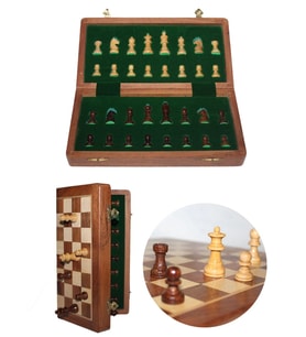 Northcity Mıknatıs Taşlı Ahşap Katlanabilir Kutulu Satranç Oyunu 12.5 Cm G610