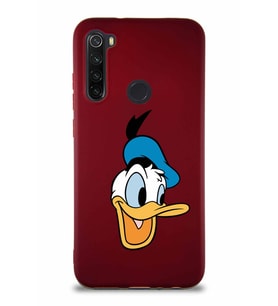 Xiaomi Redmi Note 8 Soft Premier Kapak Donald Duck-A Tasarımlı Silikon Kılıf - Mürdüm (Şeffaf)