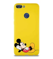 Huawei P Smart Soft Premier Kapak Mickey Mouse-F Tasarımlı Silikon Kılıf - Sarı (Şeffaf)