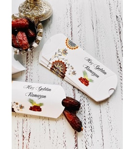 Hurma Şeker Hediye Kutusu Ramazan,  iftar, Bayram Hediyesi 10 Adet Kutu Hoşgeldin Ramazan-T417