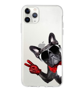 PrintiFy Apple  iPhone 11 Pro Max ile Uyumlu 1mm Slim Fit Köpek 2 050e Baskılı Şeffaf  Kılıf